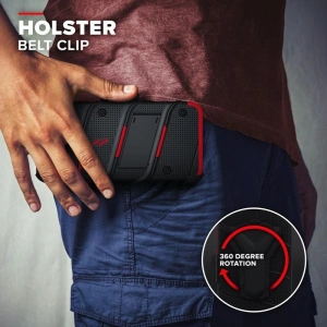 Hurtownia GSM - Pancerne etui Zizo Bolt Cover Apple iPhone 12/12 Pro ze szkłem 9H na ekran + podstawka & uchwyt do paska (czarny/czerowny) - ZIZ053BLKRED - {ean13} - Hurt