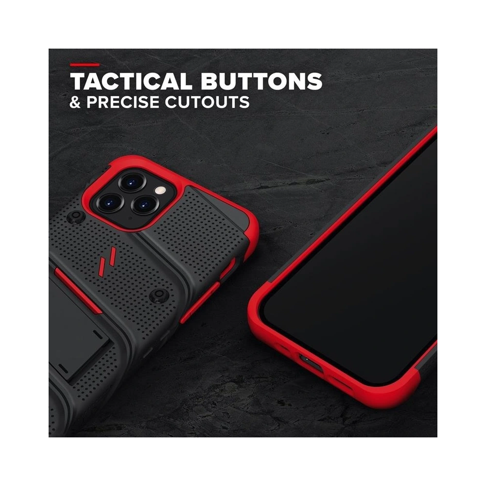 Wholesale Zizo Bolt Cover - Case for iPhone 12 / iPhone 12 Pro with Military Grade + Glass Screen Protector & Kickstand and Holster (Black - ZIZ053BLKRED - {ean13} - Hurt