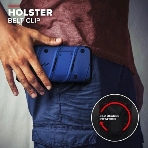Hurtownia GSM - Pancerne etui Zizo Bolt Cover Apple iPhone 12/12 Pro ze szkłem 9H na ekran + podstawka & uchwyt do paska (niebieski/czarny) - ZIZ054BLUBLK - {ean13} - Hurt