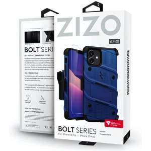 Wholesale Zizo Bolt Cover - Case for iPhone 12 / iPhone 12 Pro with Military Grade + Glass Screen Protector & Kickstand and Holster (Blue/ - ZIZ054BLUBLK - {ean13} - Hurt