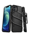 Pancerne etui Zizo Bolt Cover Apple iPhone 12/12 Pro ze szkłem 9H na ekran + podstawka & uchwyt do paska (czarny)