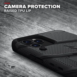 Wholesale Zizo Bolt Cover - Case for iPhone 12 / iPhone 12 Pro with Military Grade + Glass Screen Protector & Kickstand and Holster (Black - ZIZ055BLK - {ean13} - Hurt