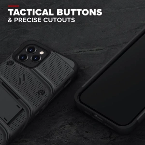 Wholesale Zizo Bolt Cover - Case for iPhone 12 / iPhone 12 Pro with Military Grade + Glass Screen Protector & Kickstand and Holster (Black - ZIZ055BLK - {ean13} - Hurt