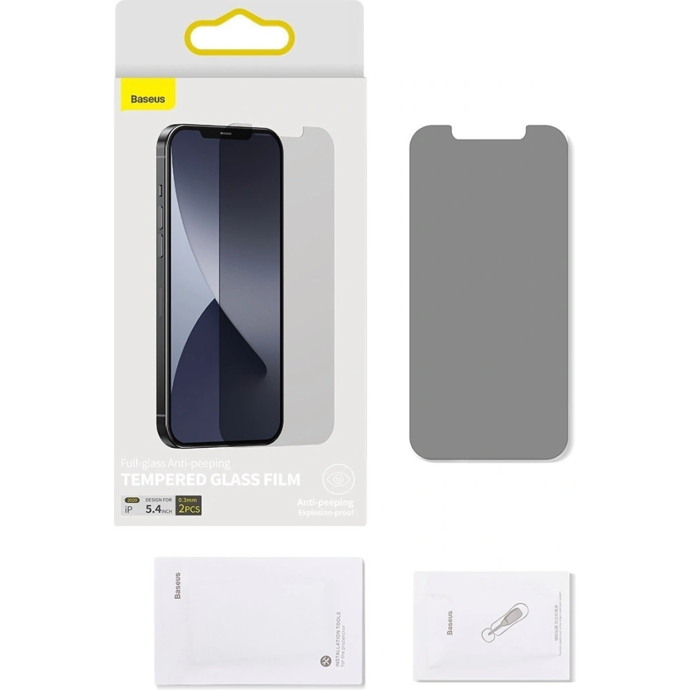 Wholesale Tempered glass 0.3mm Baseus with Privatization filter Apple iPhone 12 mini (2pcs) - BSU1859 - {ean13} - Hurt
