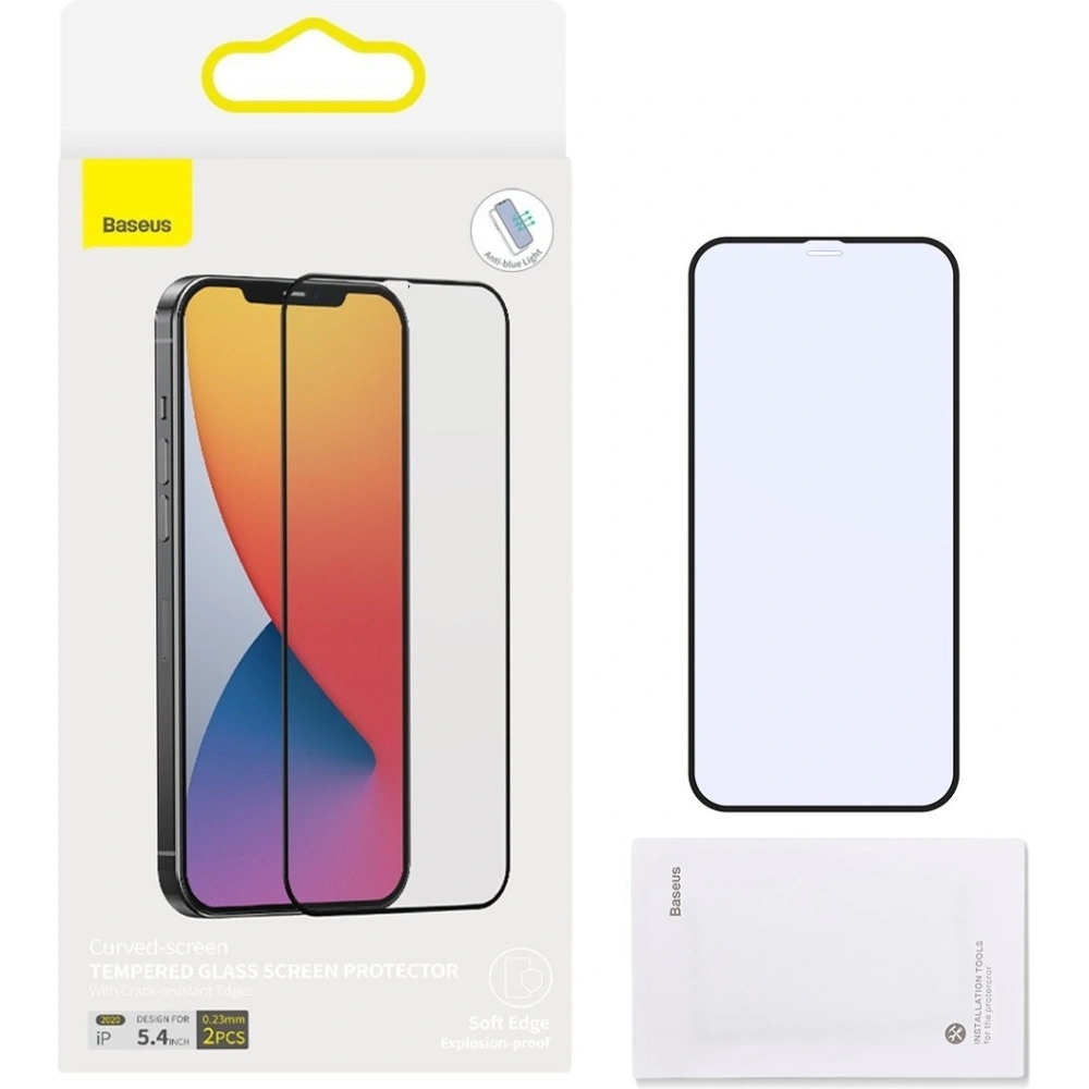 Hurtownia GSM - Szkło hartowane 0.23mm TE01 Baseus Apple iPhone 12 mini (2szt.) czarne - BSU1862 - {ean13} - Hurt