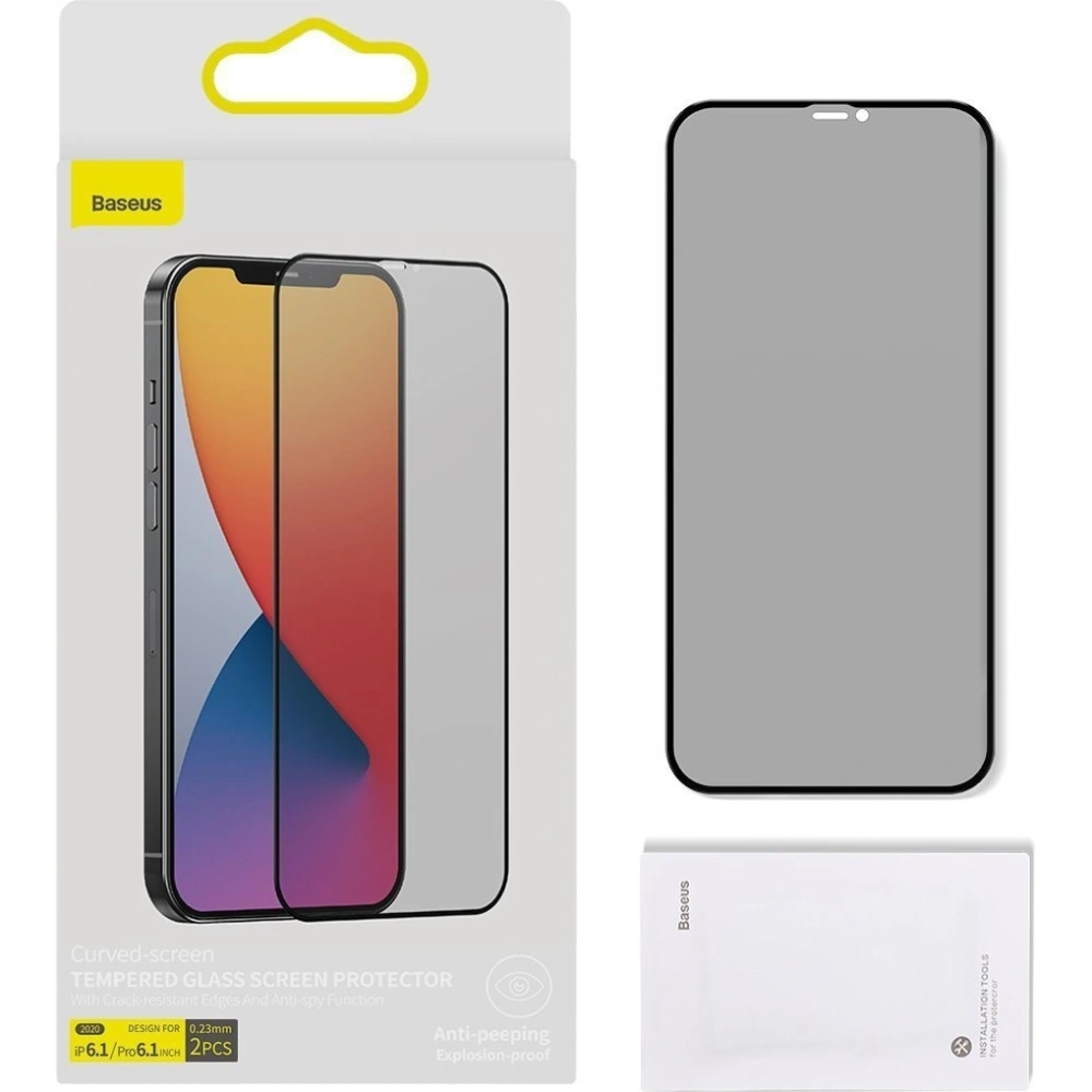 Wholesale Tempered glass 0.23mm with privatization filter Baseus Apple iPhone 12/12 Pro (2pcs) - BSU1864 - {ean13} - Hurt