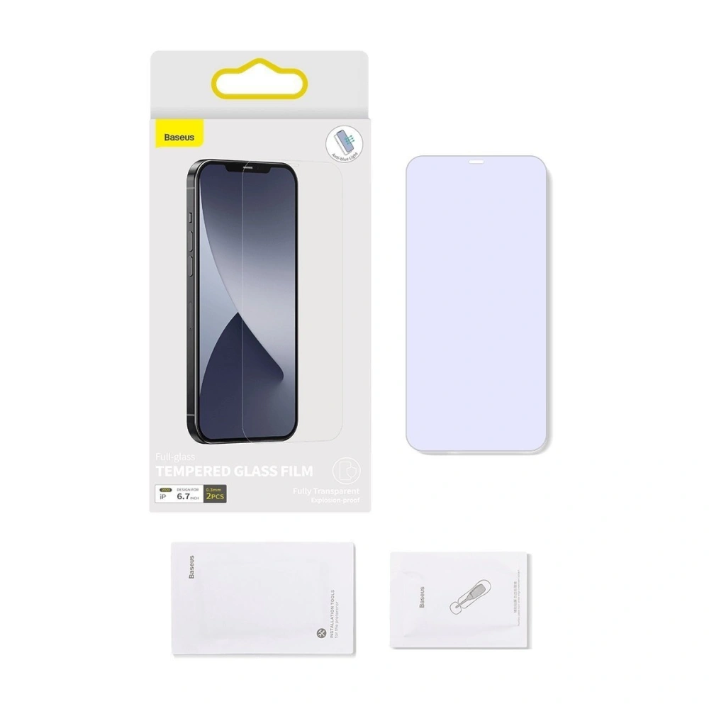 Wholesale Tempered glass 0.3mm Baseus with light filter Apple iPhone 12 Pro Max (2pcs) - BSU1872 - {ean13} - Hurt