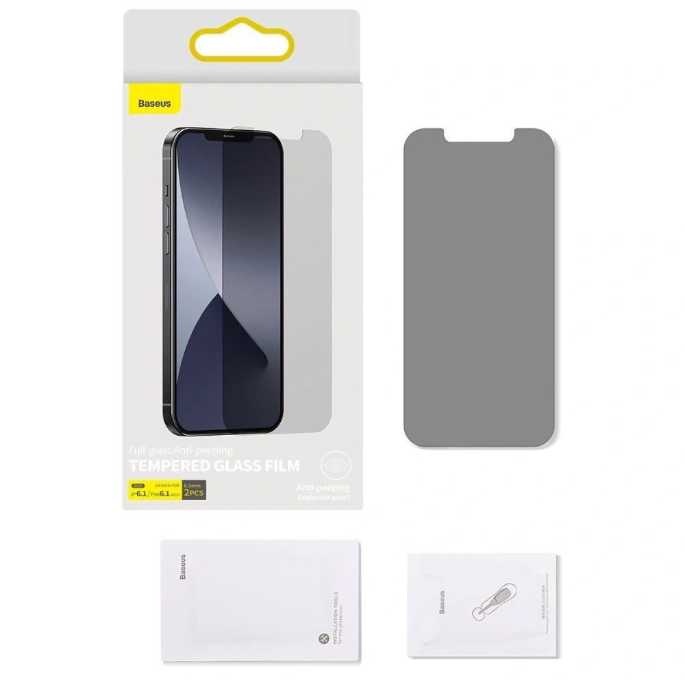 Wholesale Tempered glass 0.3mm Baseus with Privatization filter Apple iPhone 12/12 Pro (2pcs) - BSU1873 - {ean13} - Hurt