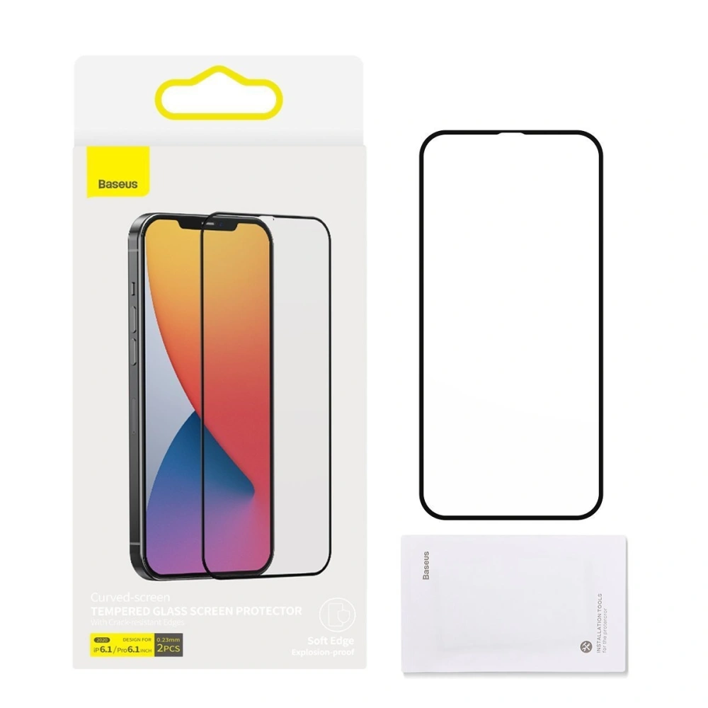 Hurtownia GSM - Szkło hartowane 0.23mm Baseus Apple iPhone 12/12 Pro (2szt.) czarne - BSU1878 - {ean13} - Hurt