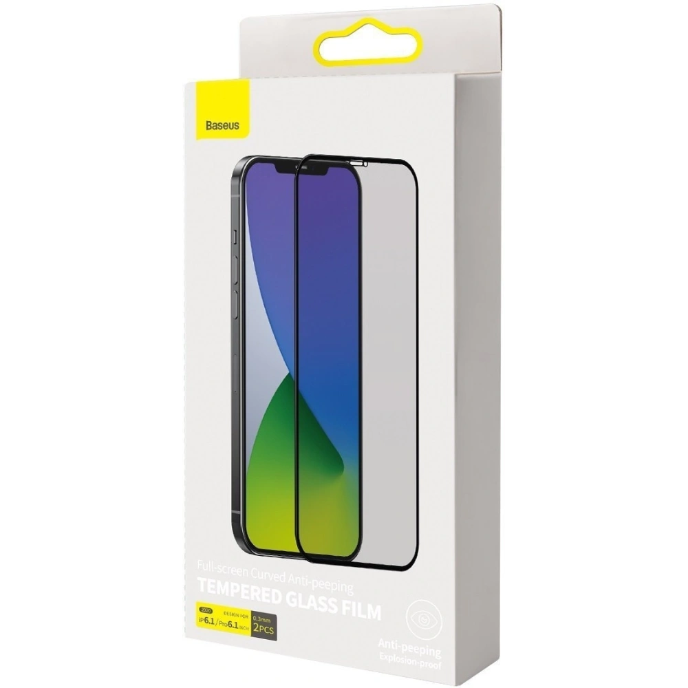 Wholesale Tempered glass 0.3mm Baseus with Privatization filter Apple iPhone 12/12 Pro (2pcs) black - BSU1880 - {ean13} - Hurt