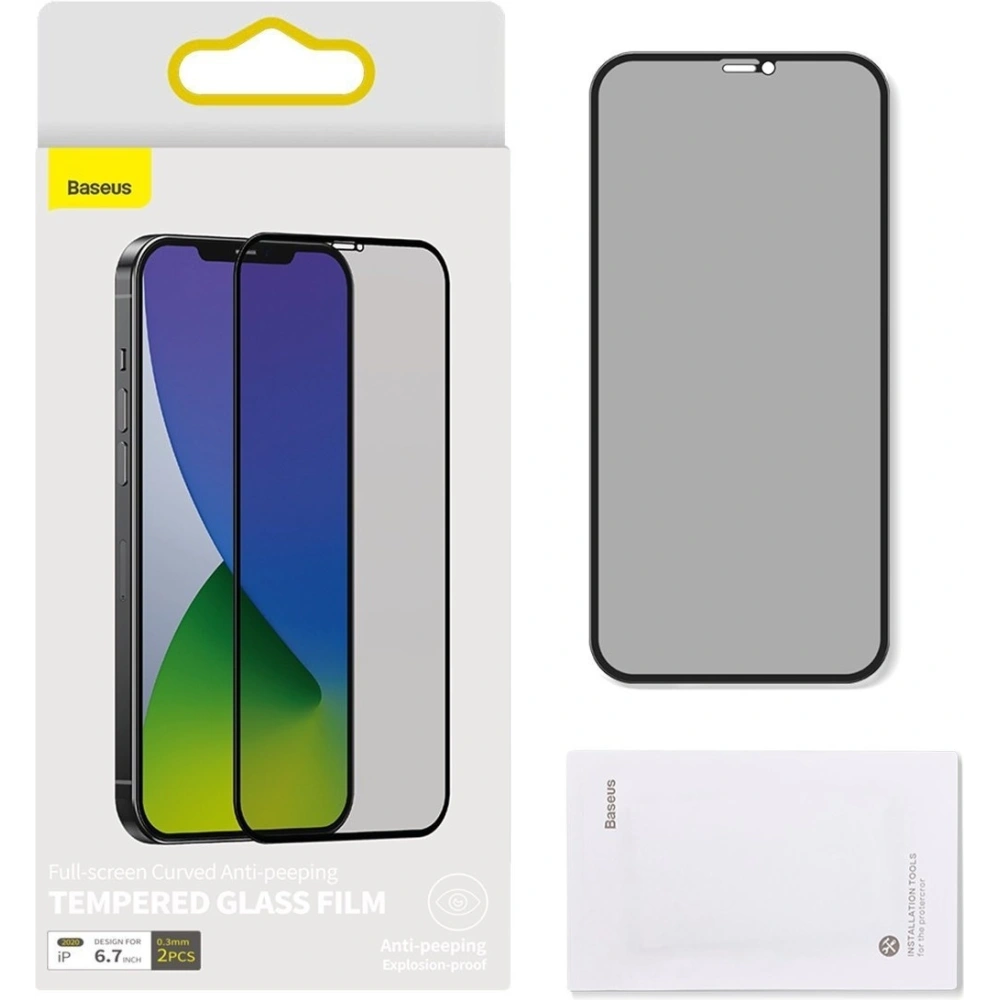 Hurtownia GSM - Szkło hartowane z filtrem prywatyzującym 0.3mm Baseus Apple iPhone 12 Pro Max (2szt.) czarne - BSU1881 - {ean13} - Hurt