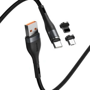Hurtownia GSM - Kabel USB Baseus Fast 4w1 USB do USB-C / Lightning / Micro 3A 1m (szary + czarny) - BSU1883GRYBLK - {ean13} - Hurt