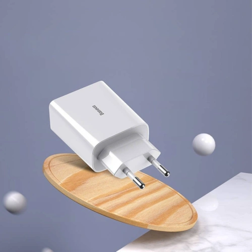 Szybka ładowarka sieciowa Baseus Speed Mini, PD + QC 3.0 18W (biała)