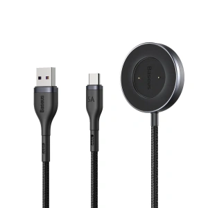 Baseus Cafule Series One-for-two Data Cable USB to C+ Watch Charging Dock for Huawei Mobile Phone & Watch 1.5m Gray+Black