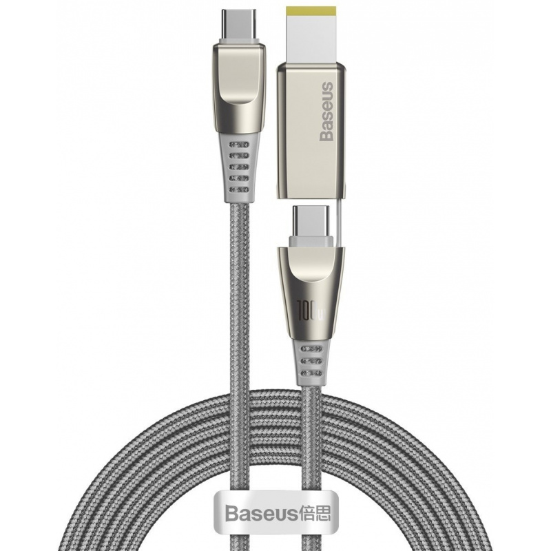 Baseus Distributor - 6953156229280 - BSU1895GRY - Baseus Flash Series Fast Charging Data Cable with Square Lenovo Head Type-C to C+DC 100W 2m Grey - B2B homescreen