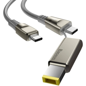 Baseus Flash Series Fast Charging Data Cable with Square Lenovo Head Type-C to C+DC 100W 2m Grey