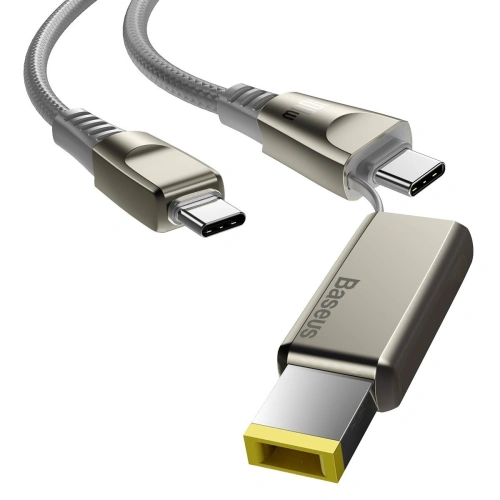 Kabel 2w1 Baseus Flash Series, USB-C do USB-C / wtyczka Lenovo, 100W, 2m (szary)