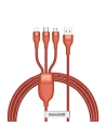 Kabel USB 3w1 Baseus Flash Series, USB-C + micro USB + Lightning, 40W, 5A, 1.2m (pomarańczowy)