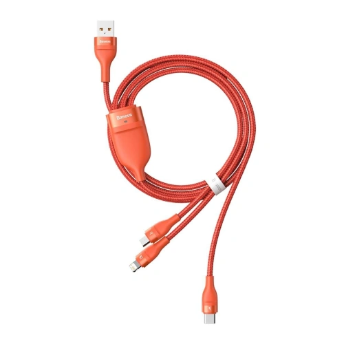 Kabel USB 3w1 Baseus Flash Series, USB-C + micro USB + Lightning, 40W, 5A, 1.2m (pomarańczowy)