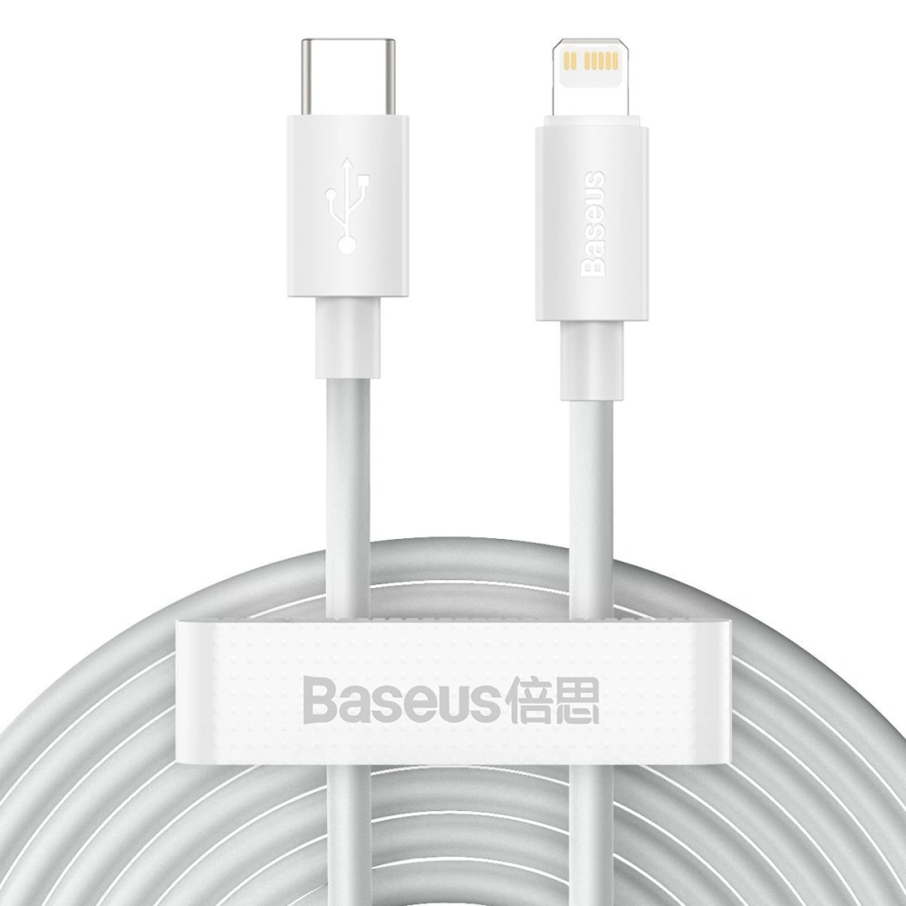 Wholesale Baseus Simple Wisdom Data Cable Kit USB-C to Lightning PD 20W (2PCS/Set) 1.5m White - BSU1897WHT - {ean13} - Hurt