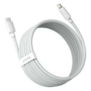 USB-C zu Lightning Kabel Baseus Simple Wisdom, PD, 20W, 1.5m (weiß) 2 Stück.