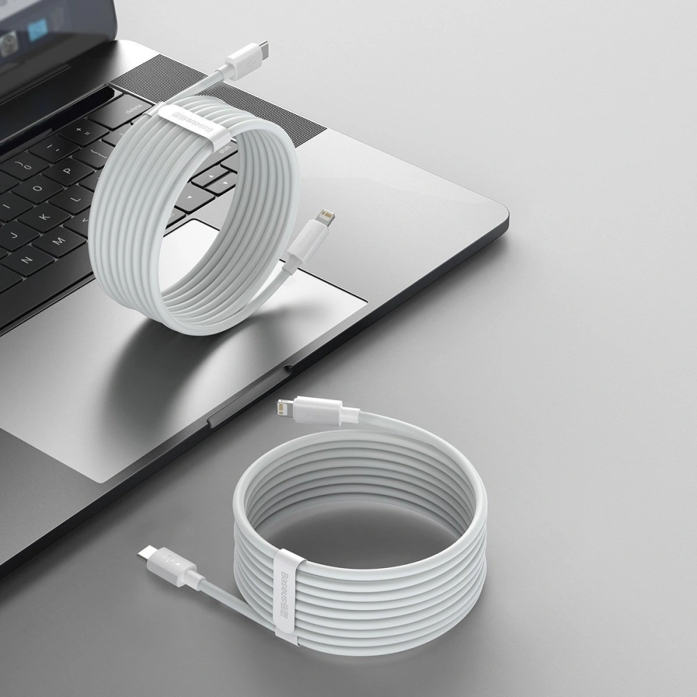 Wholesale Baseus Simple Wisdom Data Cable Kit USB-C to Lightning PD 20W (2PCS/Set) 1.5m White - BSU1897WHT - {ean13} - Hurt