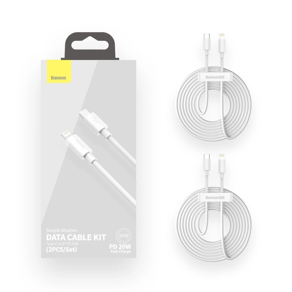 Hurtownia GSM - USB-C zu Lightning Kabel Baseus Simple Wisdom, PD, 20W, 1.5m (weiß) 2 Stück. - BSU1897WHT - {ean13} - Hurt