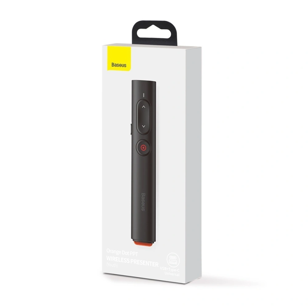 Hurtownia GSM - Wielofunkcyjny pilot Baseus Orange Dot do prezentacji, ze wskaźnikiem laserowym, bez baterii (czarny) - BSU1898BLK - {ean13} - Hurt