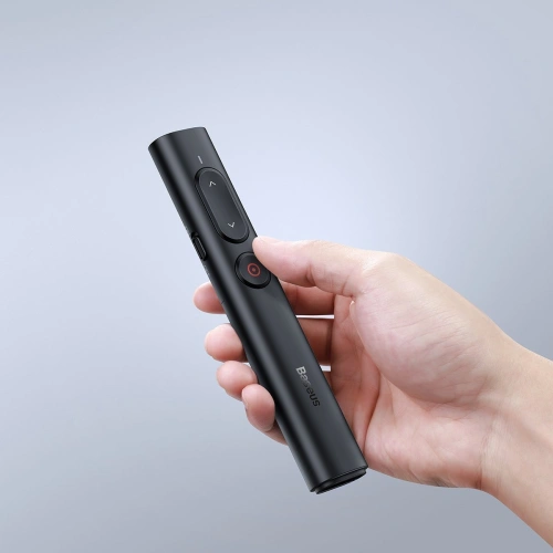 Wielofunkcyjny pilot Baseus Orange Dot do prezentacji, ze wskaźnikiem laserowym, bez baterii (czarny)