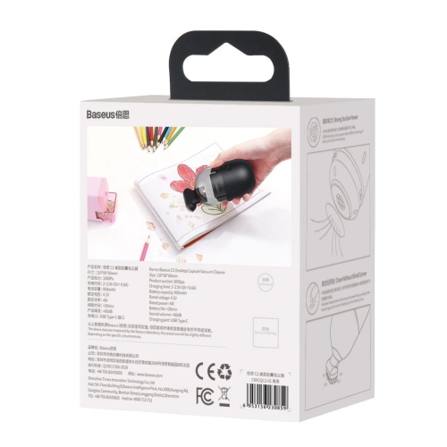 Bezprzewodowy mini odkurzacz biurkowy Baseus Capsule C2, 1000Pa (czarny)