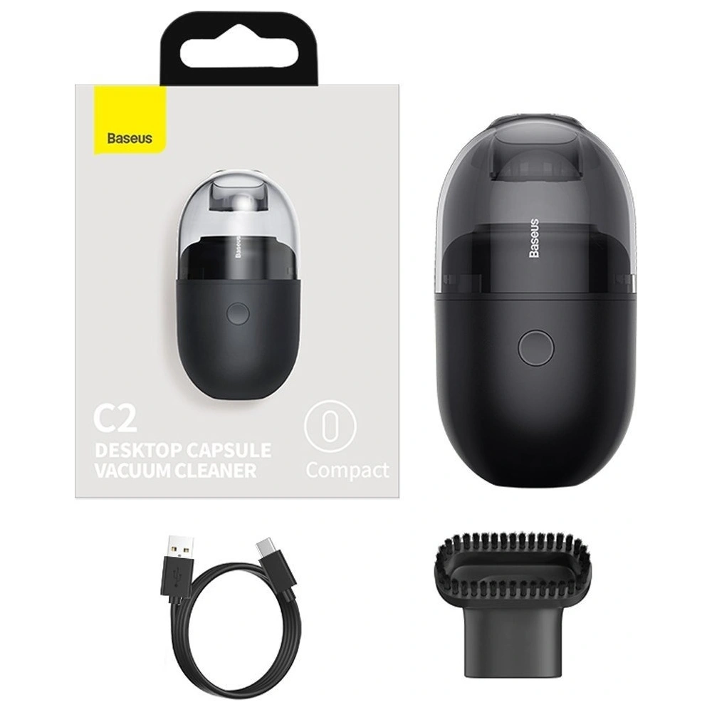 Hurtownia GSM - Bezprzewodowy mini odkurzacz biurkowy Baseus Capsule C2, 1000Pa (czarny) - BSU1900BLK - {ean13} - Hurt