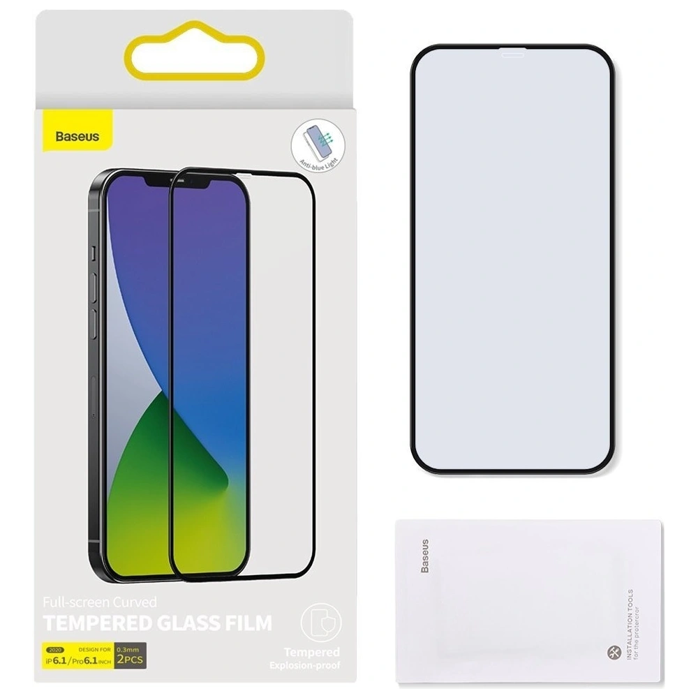 Hurtownia GSM - Szkło hartowane z filtrem światła niebieskiego 0.3mm Baseus Apple iPhone 12/12 Pro (2szt.) - BSU1915 - {ean13} - Hurt
