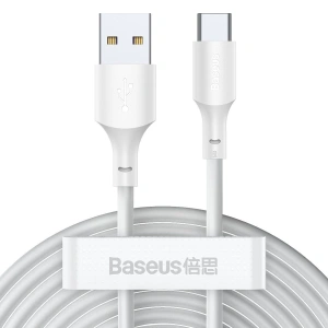 Kabel USB-C Baseus Simple Wisdom, 40W, 5A, 1.5m (biały) 2szt.