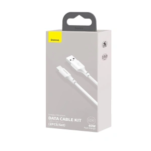 Hurtownia GSM - Kabel USB-C Baseus Simple Wisdom, 40W, 5A, 1.5m (biały) 2szt. - BSU1917WHT - {ean13} - Hurt