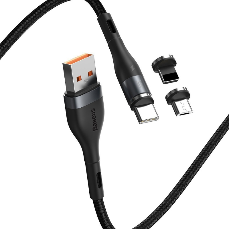 Baseus Distributor - 6953156229679 - BSU1920GRYBLK - USB Baseus Fast Cable 4in1 USB to USB-C / Lightning / Micro 5A 1m (gray + black) - B2B homescreen