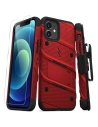 Wholesale Zizo Bolt Cover - Case for iPhone 12 / iPhone 12 Pro with Military Grade + Glass Screen Protector & Kickstand and Holster (Red/B - ZIZ057REDBLK - {ean13} - Hurt