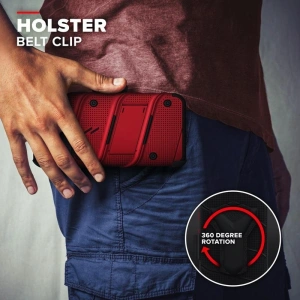 Hurtownia GSM - Pancerne etui Zizo Bolt Cover Apple iPhone 12/12 Pro ze szkłem 9H na ekran + podstawka & uchwyt do paska (czerwony/czarny) - ZIZ057REDBLK - {ean13} - Hurt