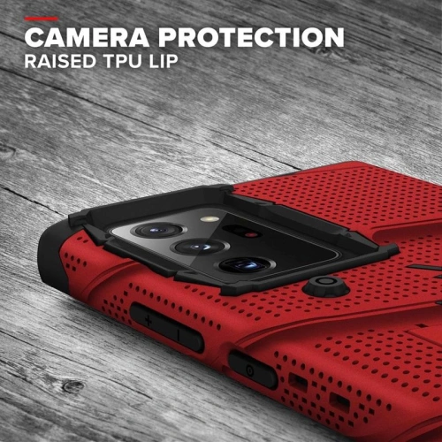 Pancerne etui Zizo Bolt Cover Samsung Galaxy Note 20 Ultra + podstawka & uchwyt do paska (Red/Black)