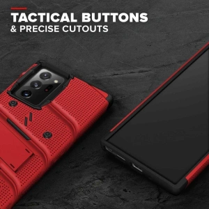 Hurtownia GSM - Pancerne etui Zizo Bolt Cover Samsung Galaxy Note 20 Ultra + podstawka & uchwyt do paska (Red/Black) - ZIZ058REDBLK - {ean13} - Hurt