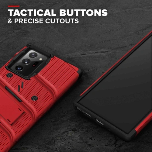Pancerne etui Zizo Bolt Cover Samsung Galaxy Note 20 Ultra + podstawka & uchwyt do paska (Red/Black)