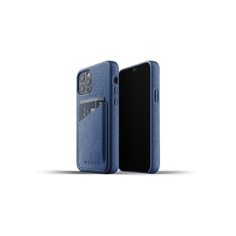 Mujjo Distributor - 8718546172663 - MUJ042BLU - Mujjo Full Leather Wallet Case Apple iPhone 12/12 Pro (blue) - B2B homescreen