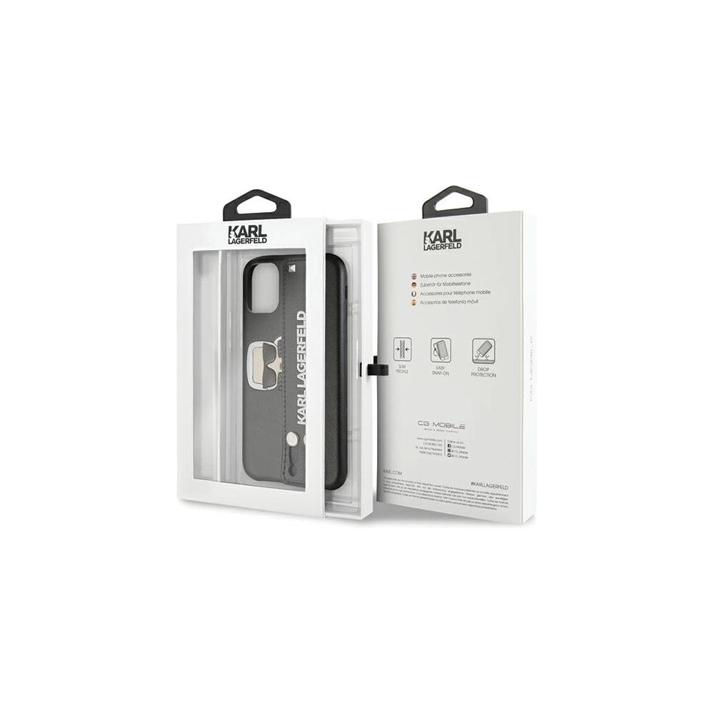 Wholesale Karl Lagerfeld KLHCN58HA2BK Apple iPhone 11 Pro black hardcase Iconic Hand Strap - KLD381BLK - {ean13} - Hurt