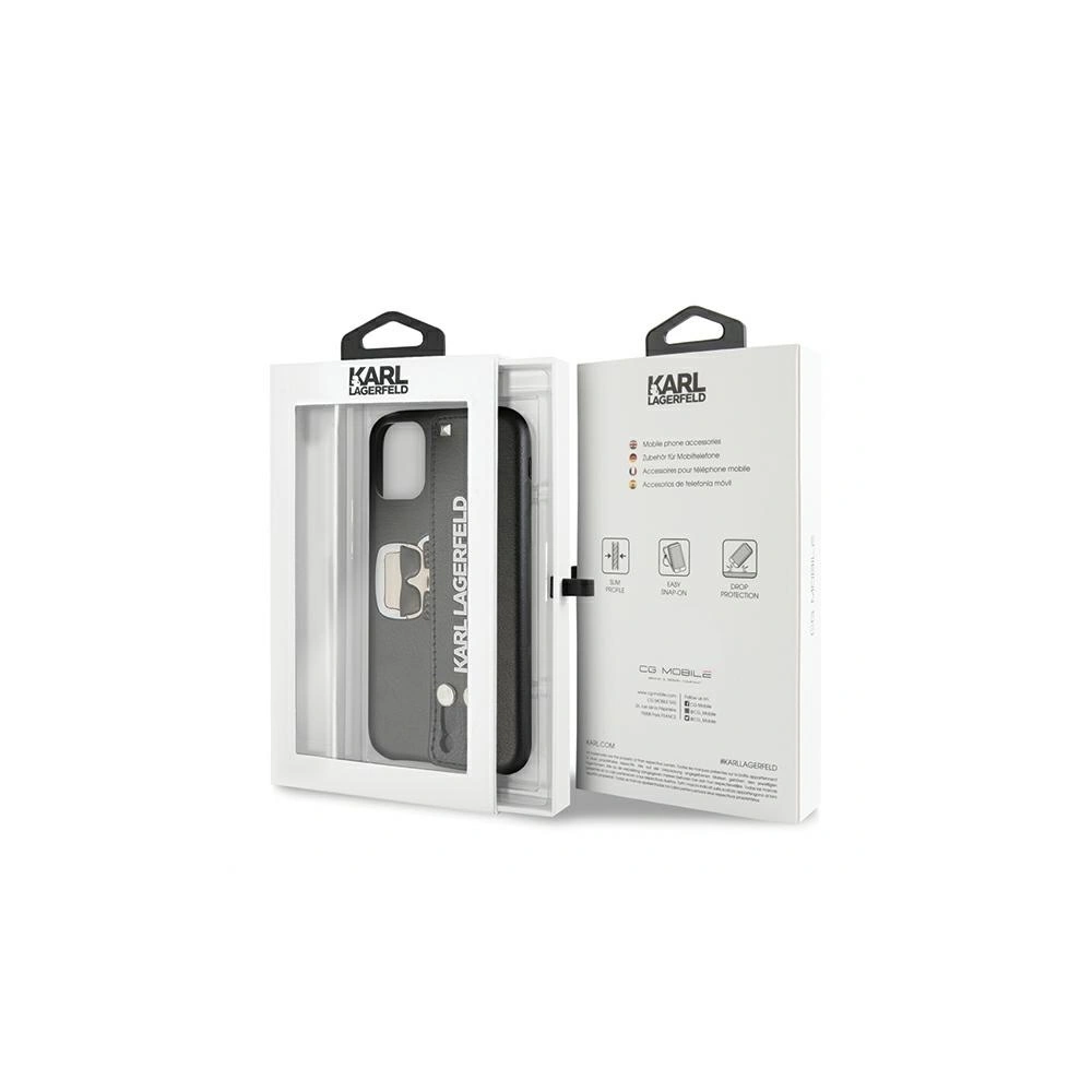 Wholesale Karl Lagerfeld KLHCN61HA2BK Apple iPhone 11 black hardcase Iconic Hand Strap - KLD382BLK - {ean13} - Hurt