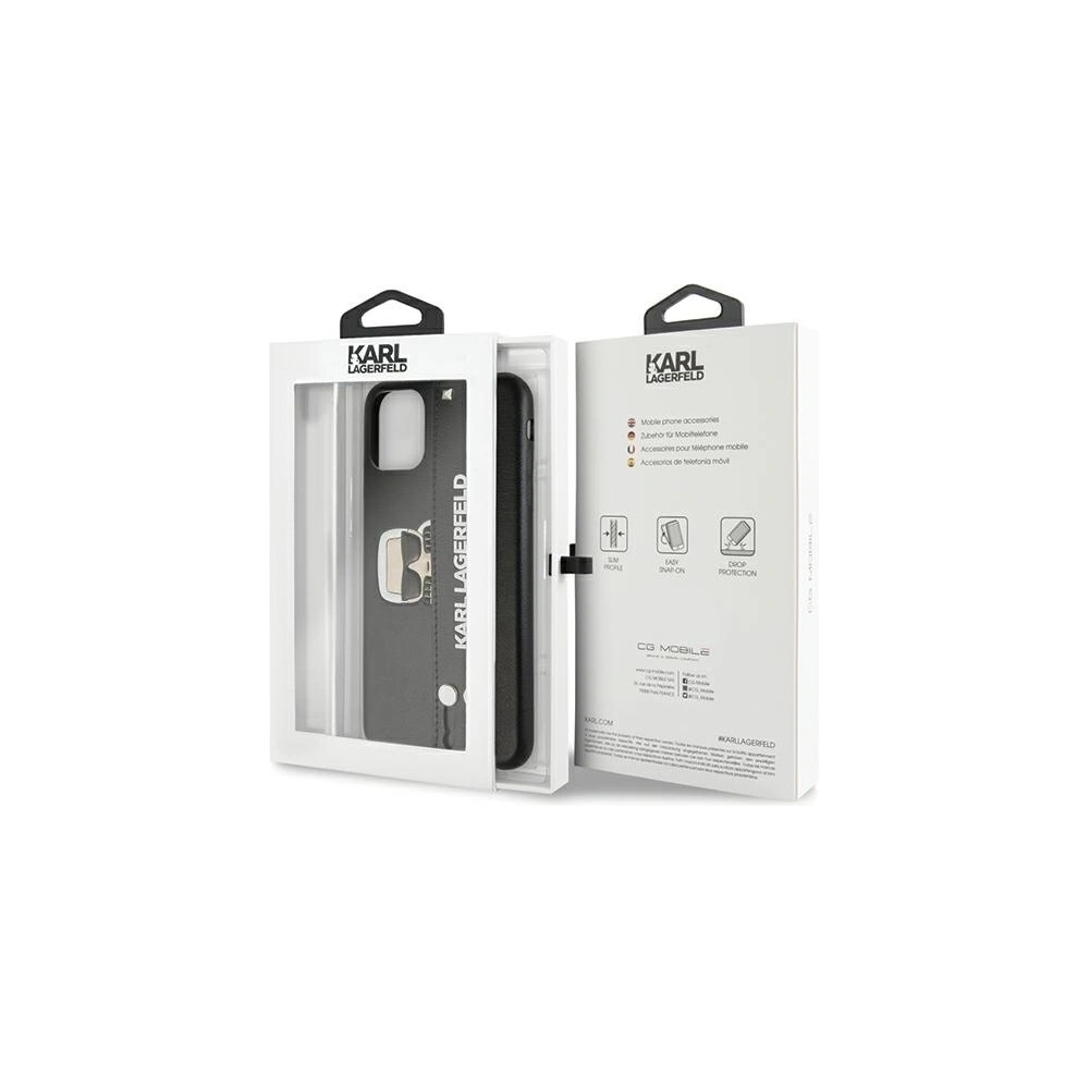Wholesale Karl Lagerfeld KLHCN65HA2BK Apple iPhone 11 Pro Max black hardcase Iconic Hand Strap - KLD383BLK - {ean13} - Hurt