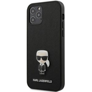 Hurtownia GSM - Etui Karl Lagerfeld KLHCP12LIKMSBK Apple iPhone 12 Pro Max czarny/black hardcase Saffiano Ikonik Metal - KLD387BLK - {ean13} - Hurt