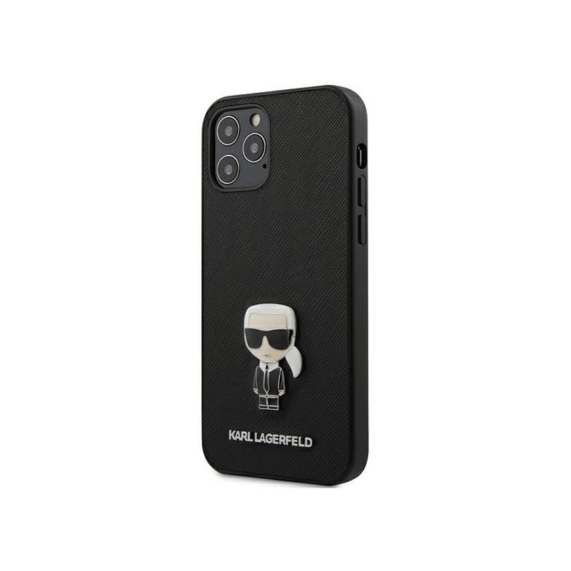 Karl Lagerfeld Distributor - 3700740482285 - KLD387BLK - Karl Lagerfeld KLHCP12LIKMSBK Apple iPhone 12 Pro Max black hardcase Saffiano Ikonik Metal - B2B homescreen
