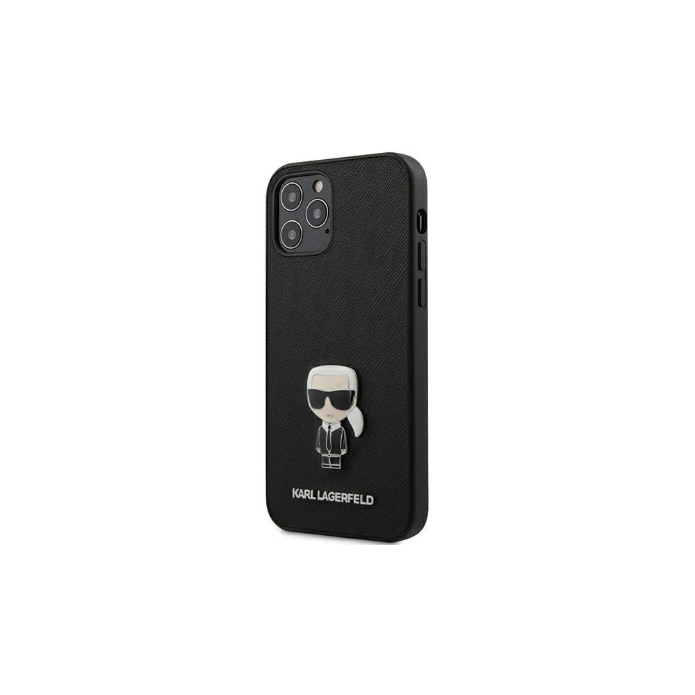 Wholesale Karl Lagerfeld KLHCP12LIKMSBK Apple iPhone 12 Pro Max black hardcase Saffiano Ikonik Metal - KLD387BLK - {ean13} - Hurt