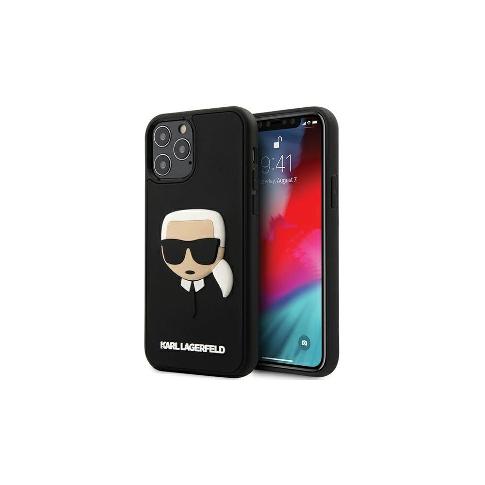 Wholesale Karl Lagerfeld KLHCP12LKH3DBK Apple iPhone 12 Pro Max black hardcase 3D Rubber Karl`s Head - KLD388BLK - {ean13} - Hurt