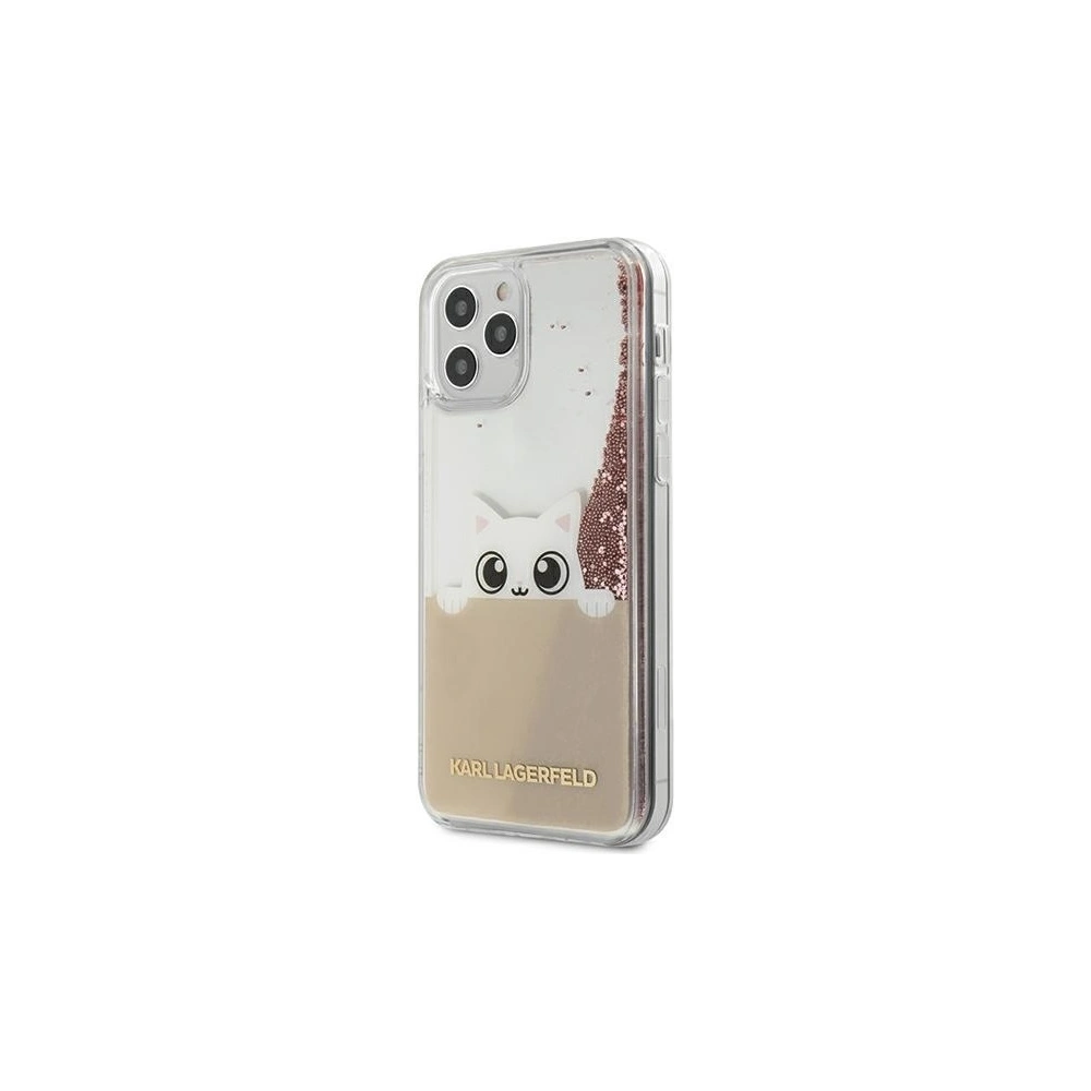 Hurtownia GSM - Etui Karl Lagerfeld KLHCP12LPABGNU Apple iPhone 12 Pro Max różowo-złoty/pink gold hardcase PEEK A BOO Liquid Glitter - KLD389RS - {ean13} - Hurt