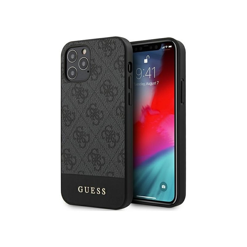 Guess Distributor - 3700740481592 - GUE719GRY - Guess GUHCP12LG4GLGR Apple iPhone 12 Pro Max grey hardcase 4G Stripe Collection - B2B homescreen